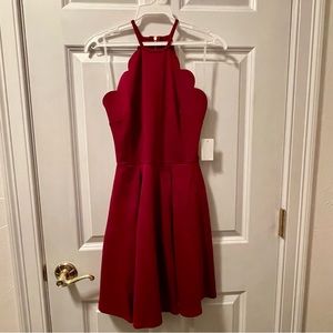 Maroon / Burgundy Halter Skater Dress | Size Small